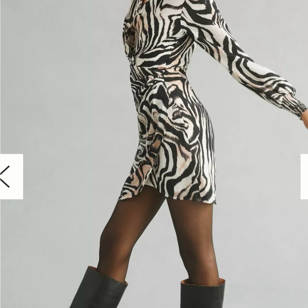 Anthropology Chic Zebra Print mini Dress size large - Picture 3 of 6